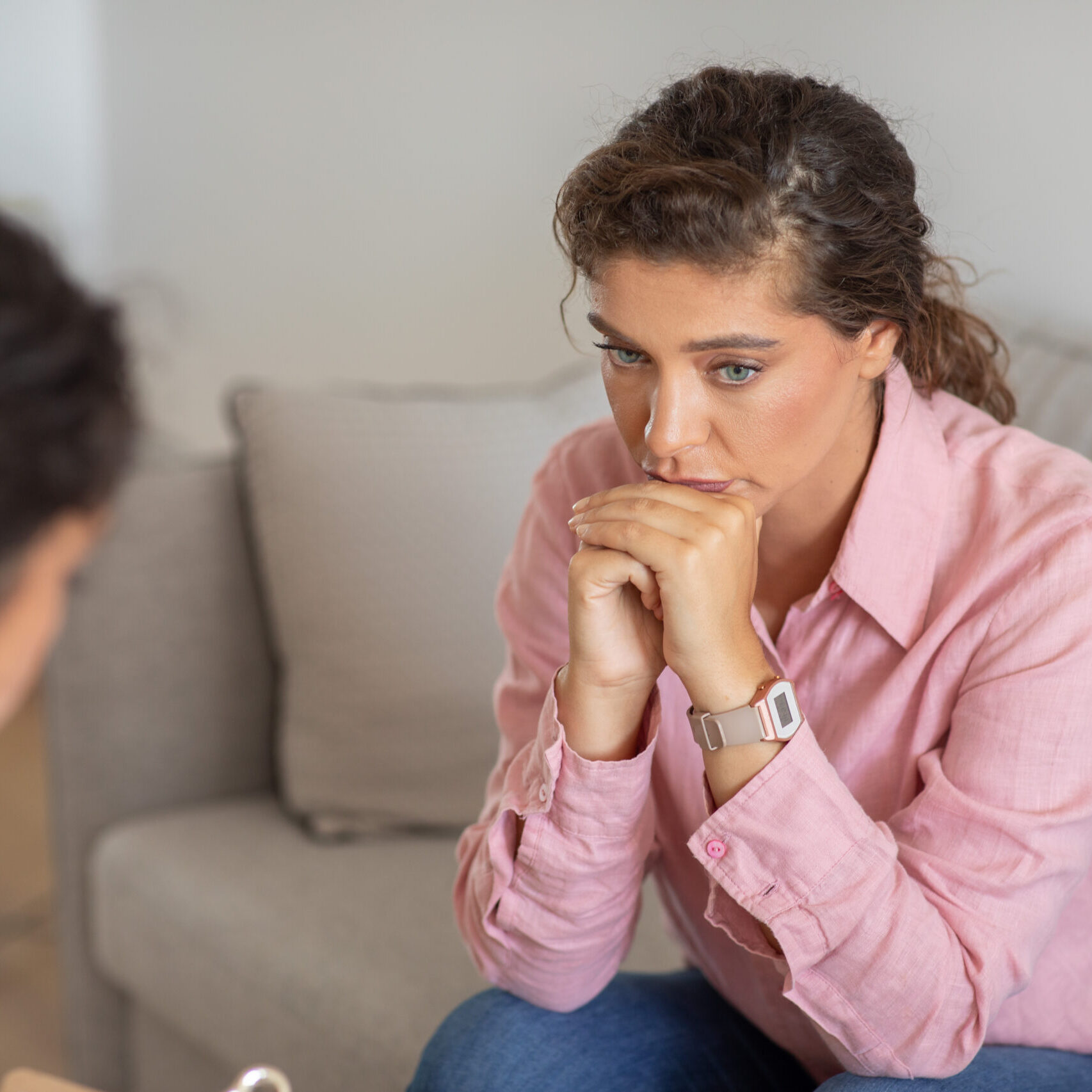 A woman during trauma therapy.